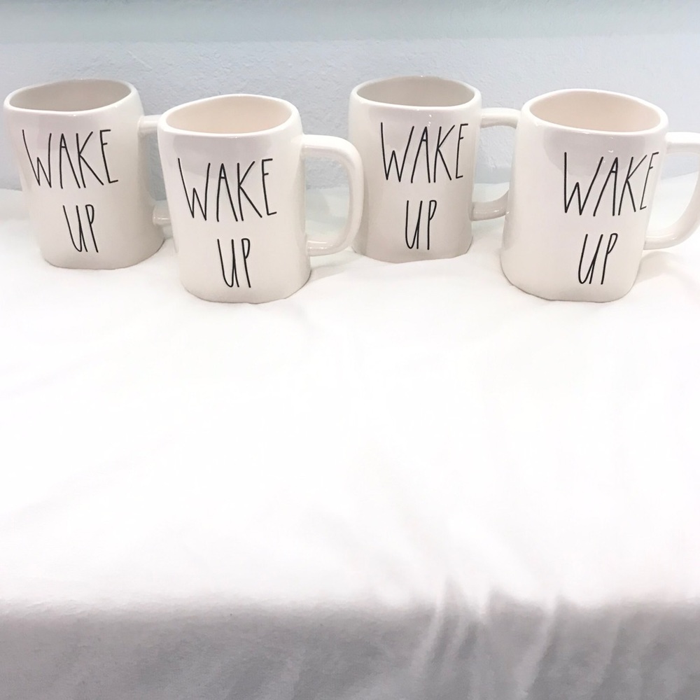 4 Rae Dunn Wake Up Mugs - BUNDLE